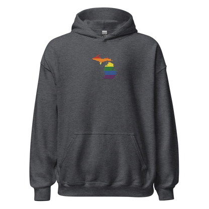 Michigan Hoodie (w/ MI Rainbow Pride Flag) | Unisex Standard - Emb.