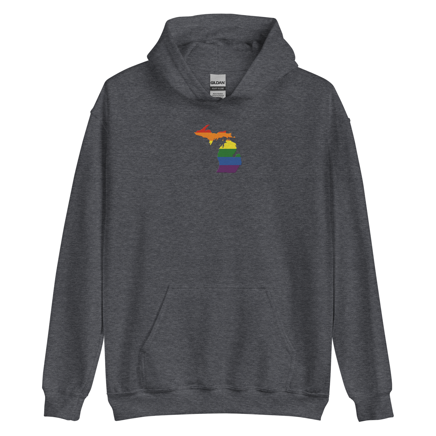 Michigan Hoodie (w/ MI Rainbow Pride Flag) | Unisex Standard - Emb.