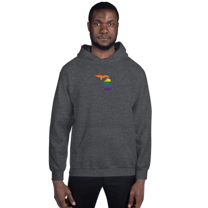 Michigan Hoodie (w/ MI Rainbow Pride Flag) | Unisex Standard - Emb.