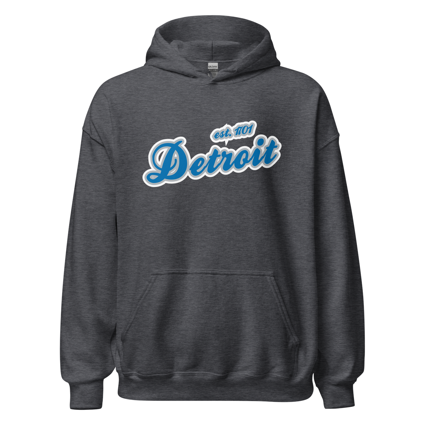 'Detroit EST. 1701' Hoodie (Azure Script Font) | Unisex Standard