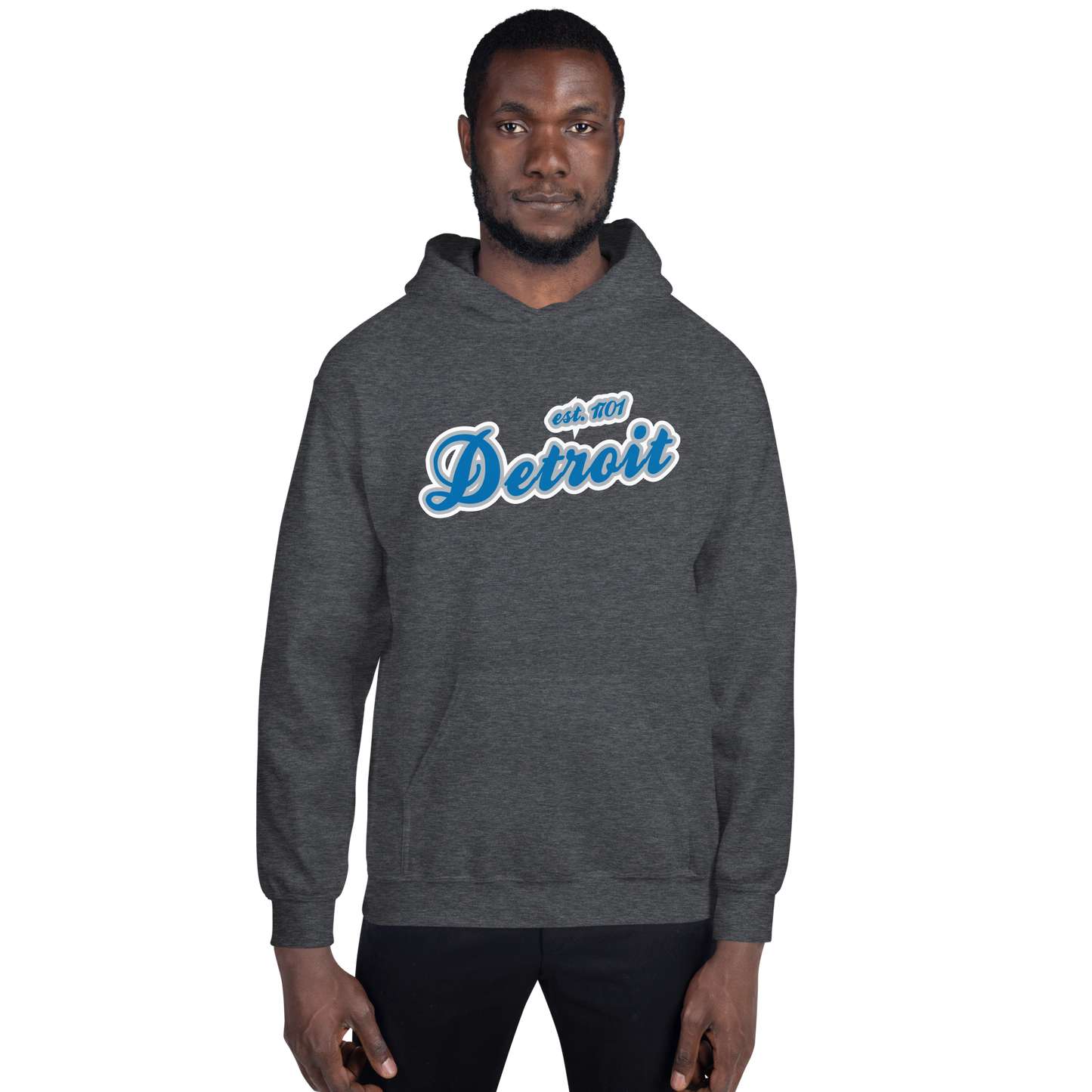 'Detroit EST. 1701' Hoodie (Azure Script Font) | Unisex Standard