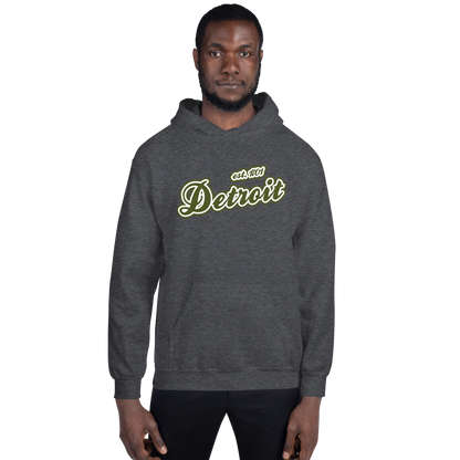 'Detroit EST. 1701' Hoodie (Army Green Script Font) | Unisex Standard