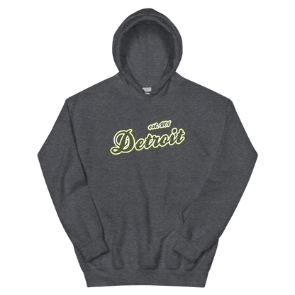 'Detroit EST. 1701' Hoodie (Army Green Script Font) | Unisex Standard