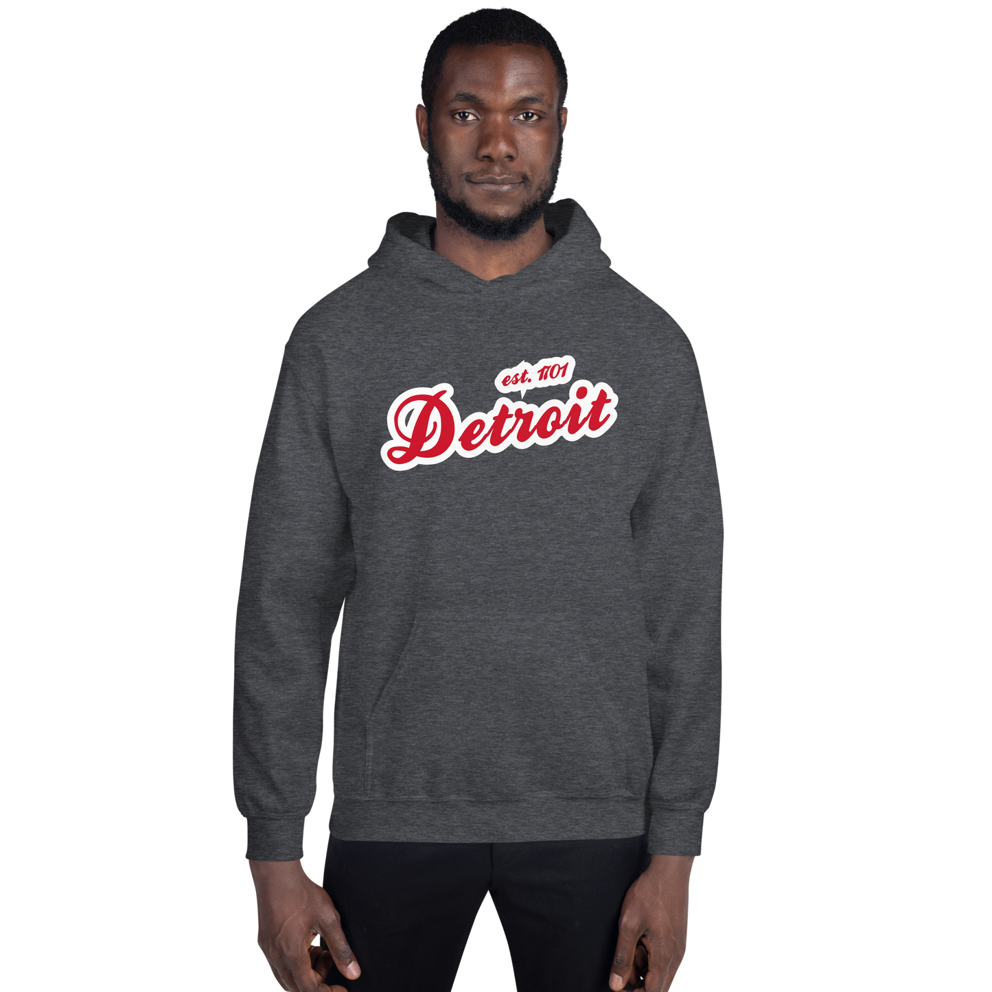 'Detroit EST. 1701' Hoodie (Aliform Red Script Font) | Unisex Standard