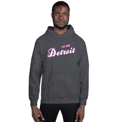 'Detroit EST. 1701' Hoodie (Plum Script Font) | Unisex Standard