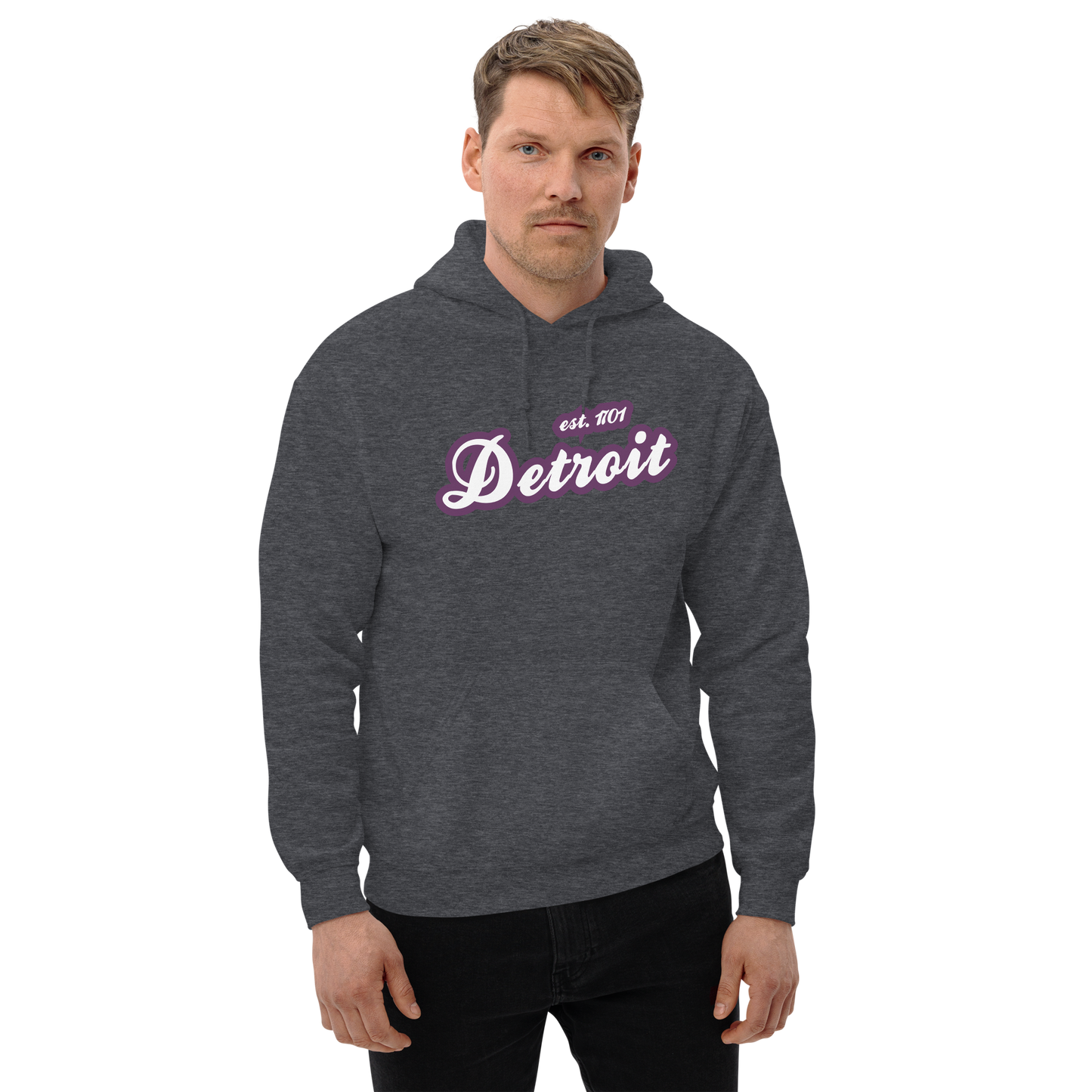 'Detroit EST. 1701' Hoodie (Plum Script Font) | Unisex Standard