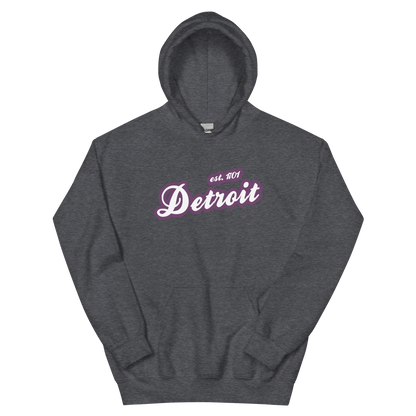 'Detroit EST. 1701' Hoodie (Plum Script Font) | Unisex Standard