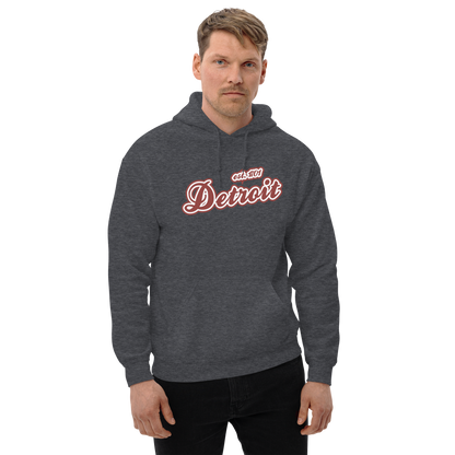 'Detroit EST. 1701' Hoodie (Ore Dock Red Script Font) | Unisex Standard