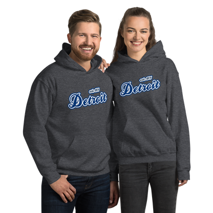 'Detroit EST. 1701' Hoodie (Dearborn Blue Script Font) | Unisex Standard