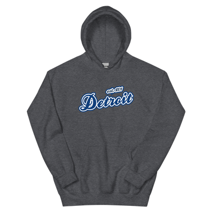 'Detroit EST. 1701' Hoodie (Dearborn Blue Script Font) | Unisex Standard