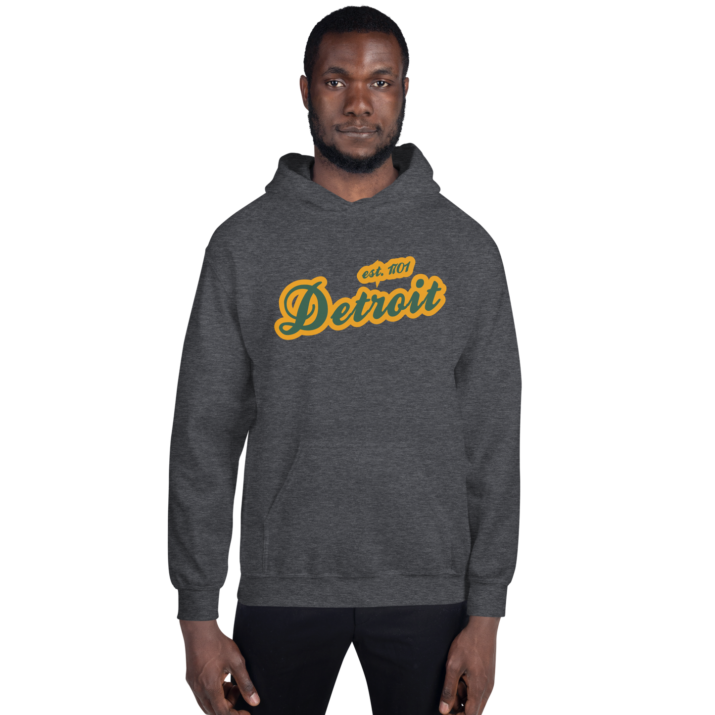 'Detroit EST. 1701' Hoodie (Ginger Ale Green Script Font) | Unisex Standard