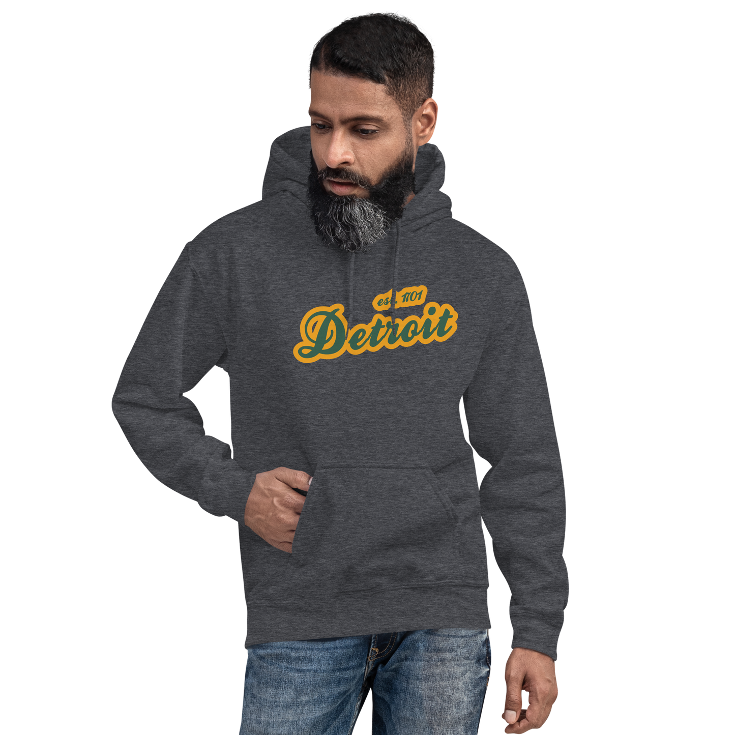 'Detroit EST. 1701' Hoodie (Ginger Ale Green Script Font) | Unisex Standard