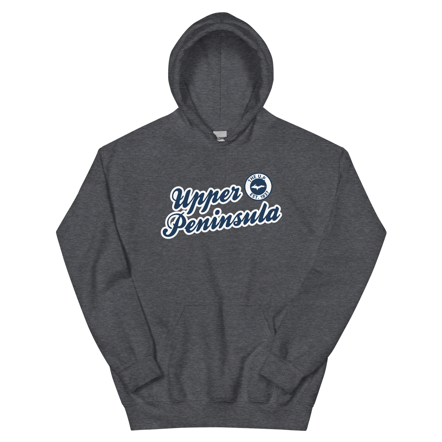 'Upper Peninsula EST. 1837' Hoodie (Navy Script Font) | Unisex Standard