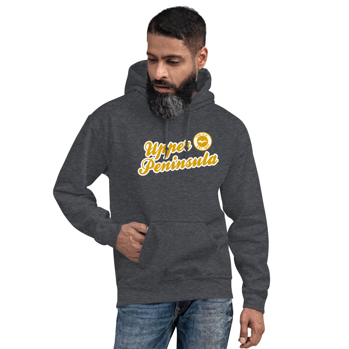 'Upper Peninsula EST. 1837' Hoodie (Gold Script Font) | Unisex Standard