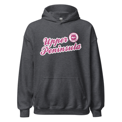 'Upper Peninsula EST. 1837' Hoodie (Apple Blossom Pink Script Font) | Unisex Standard