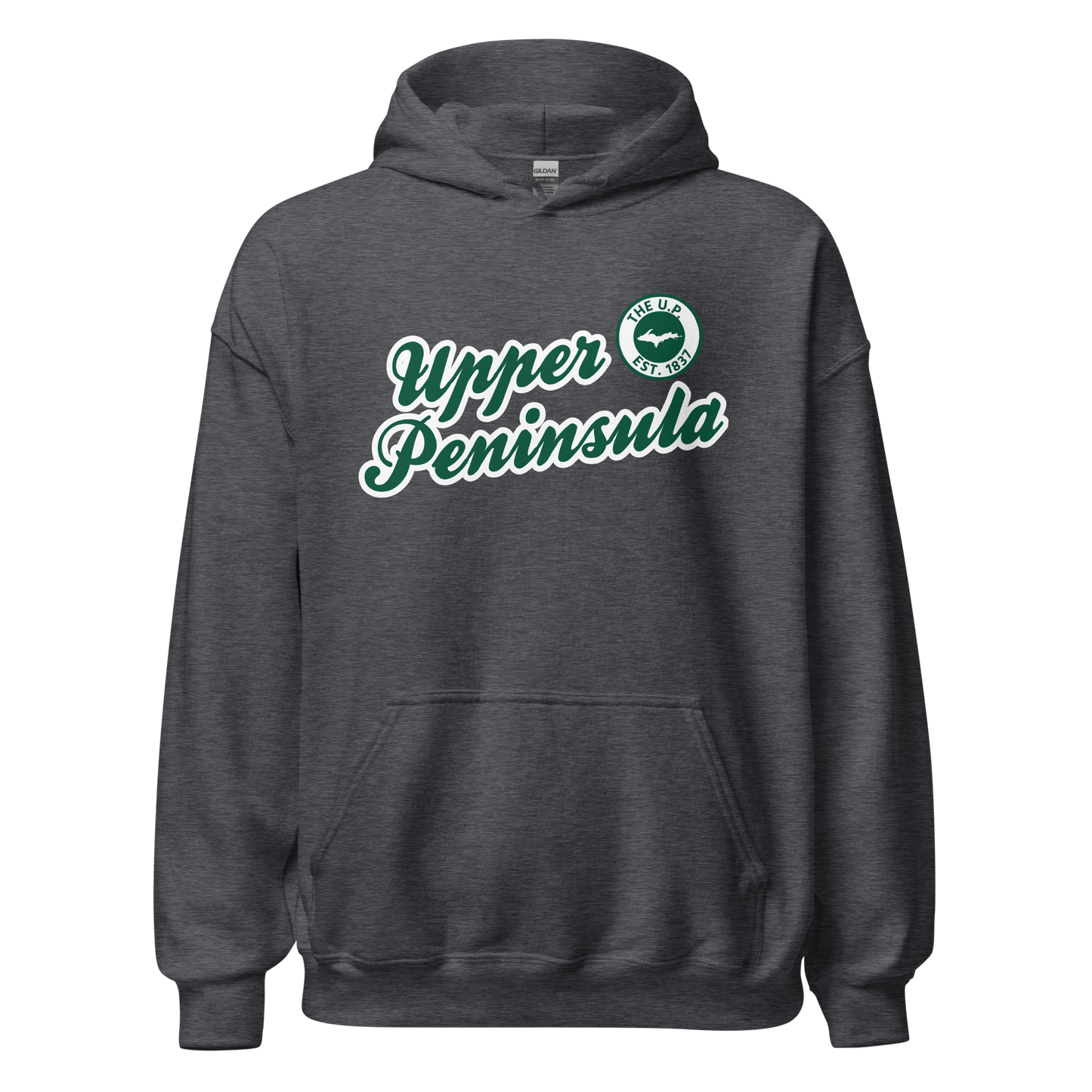 'Upper Peninsula EST. 1837' Hoodie (Superior Green Script Font) | Unisex Standard