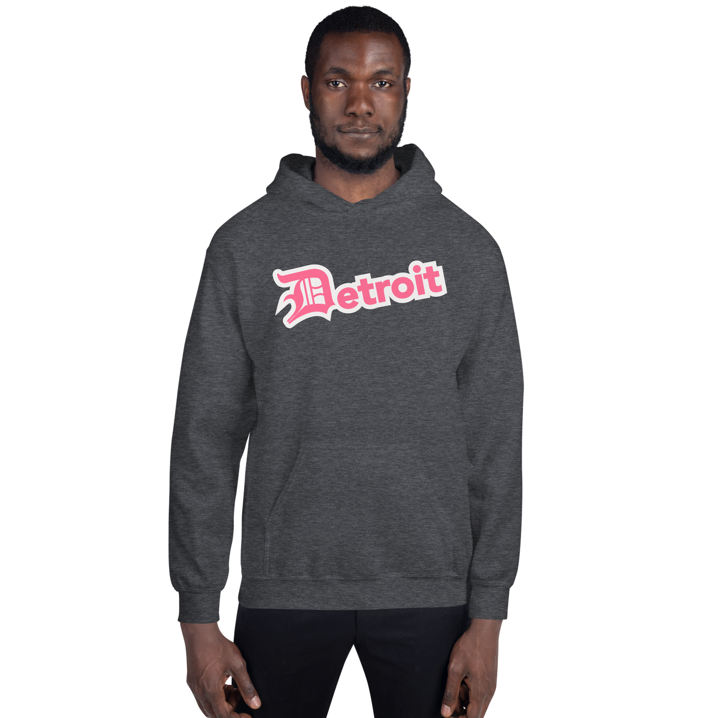 'Detroit' Hoodie (Rhodochrosite Pink w/ Old English 'D') | Unisex Standard