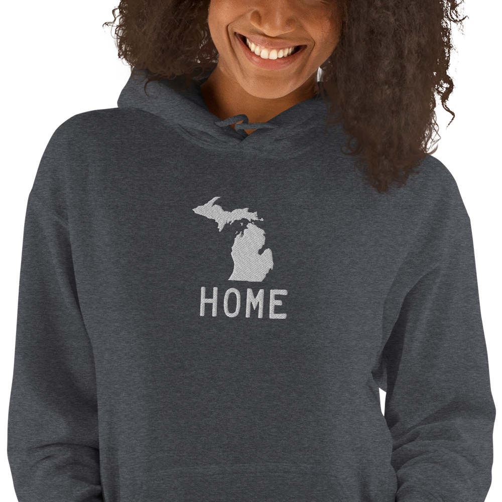 Michigan 'Home' Hoodie (Licence Plate Font) | Unisex Standard - Emb.