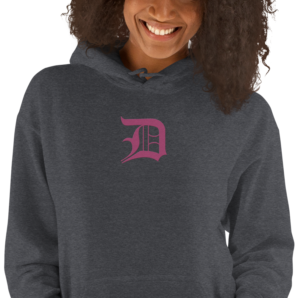 Detroit 'Old English D' Hoodie (Apple Blossom Pink) | Unisex Standard - Emb.