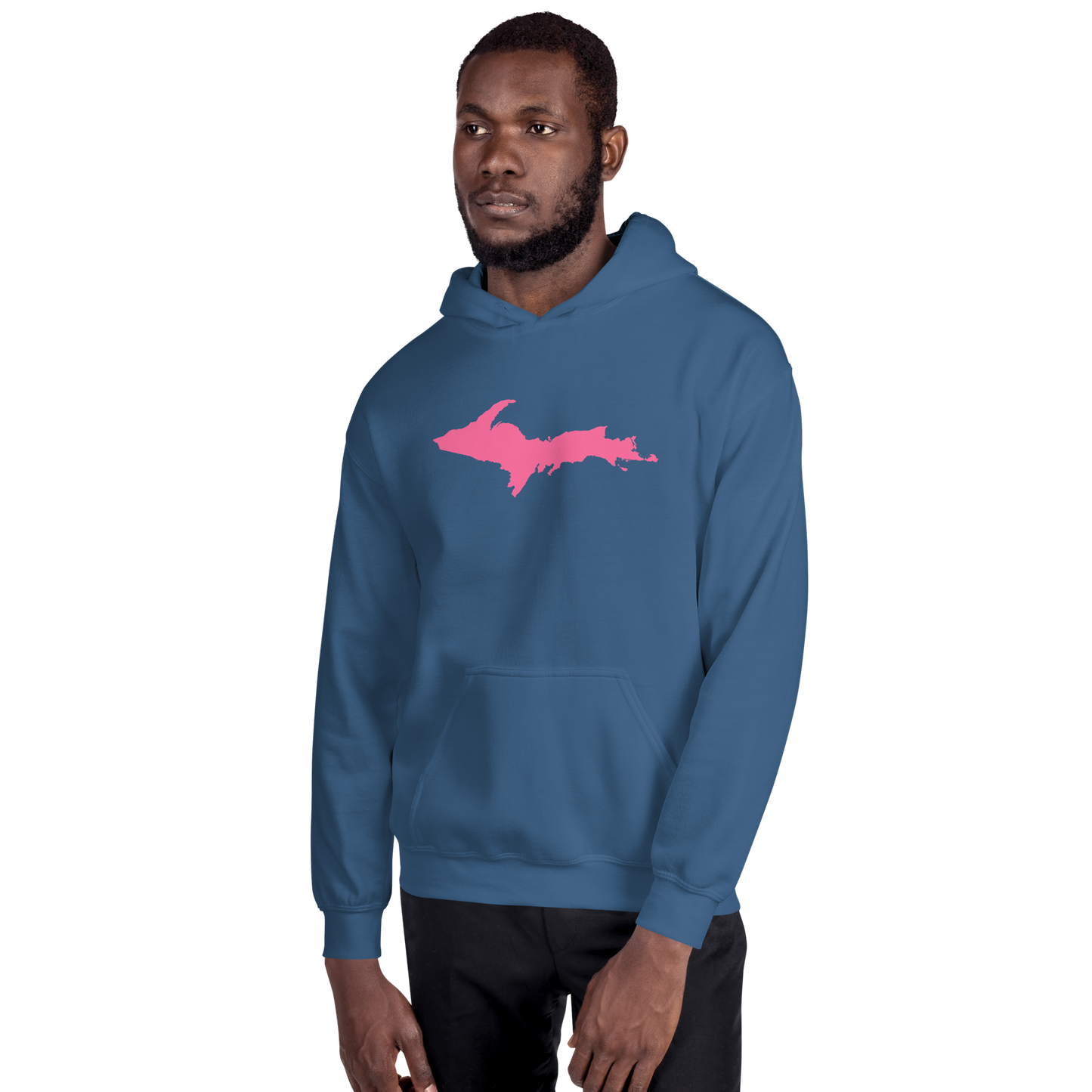 Michigan Upper Peninsula Hoodie (w/ Pink UP Outline) | Unisex Standard