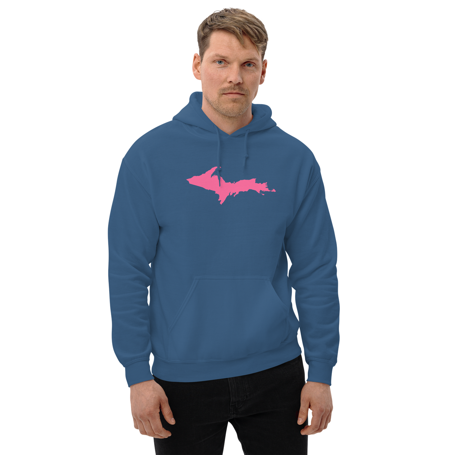 Michigan Upper Peninsula Hoodie (w/ Pink UP Outline) | Unisex Standard