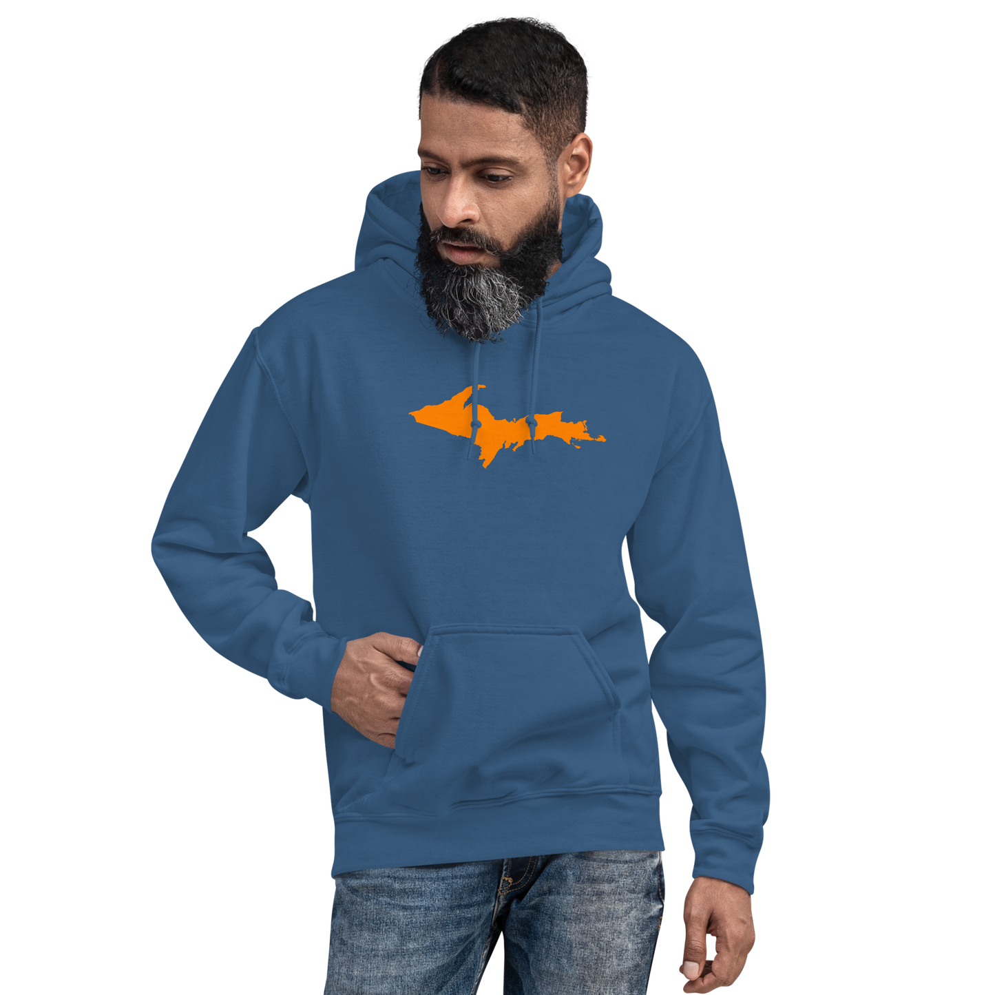 Michigan Upper Peninsula Hoodie (w/ Orange UP Outline) | Unisex Standard