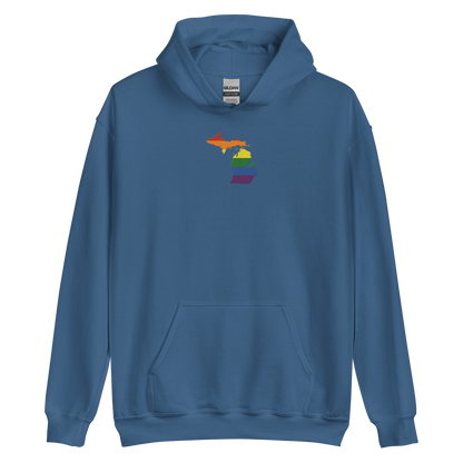 Michigan Hoodie (w/ MI Rainbow Pride Flag) | Unisex Standard - Emb.