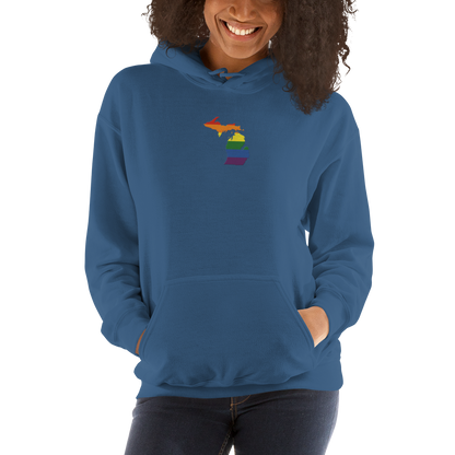 Michigan Hoodie (w/ MI Rainbow Pride Flag) | Unisex Standard - Emb.