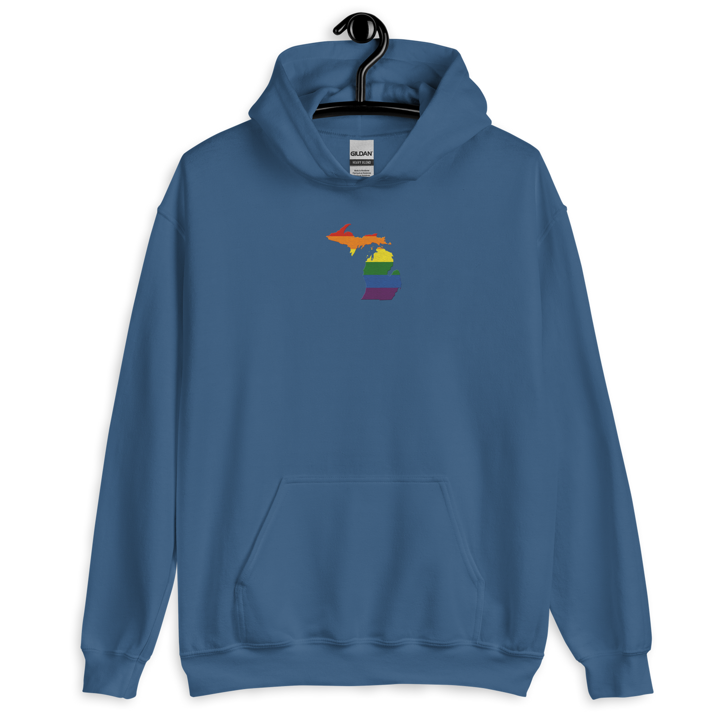 Michigan Hoodie (w/ MI Rainbow Pride Flag) | Unisex Standard - Emb.