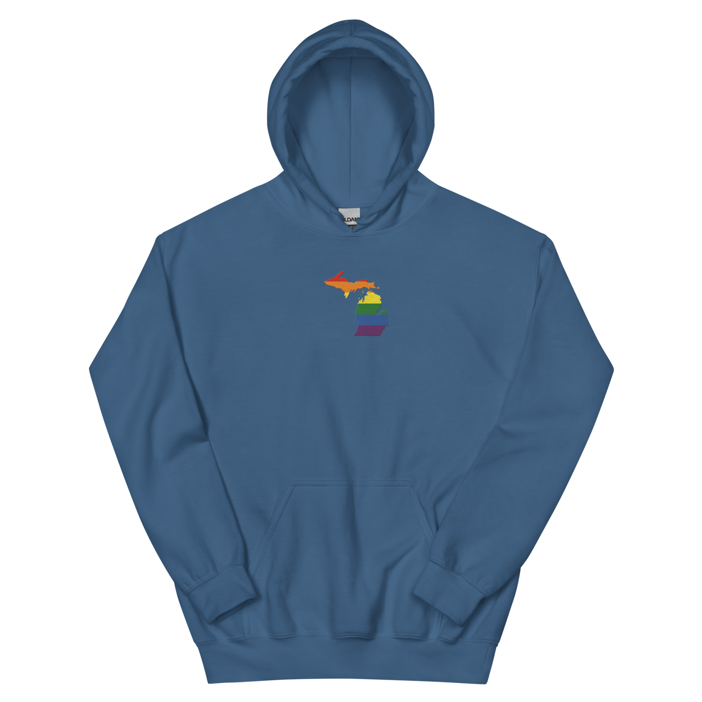 Michigan Hoodie (w/ MI Rainbow Pride Flag) | Unisex Standard - Emb.