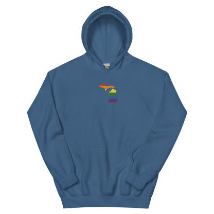 Michigan Hoodie (w/ MI Rainbow Pride Flag) | Unisex Standard - Emb.