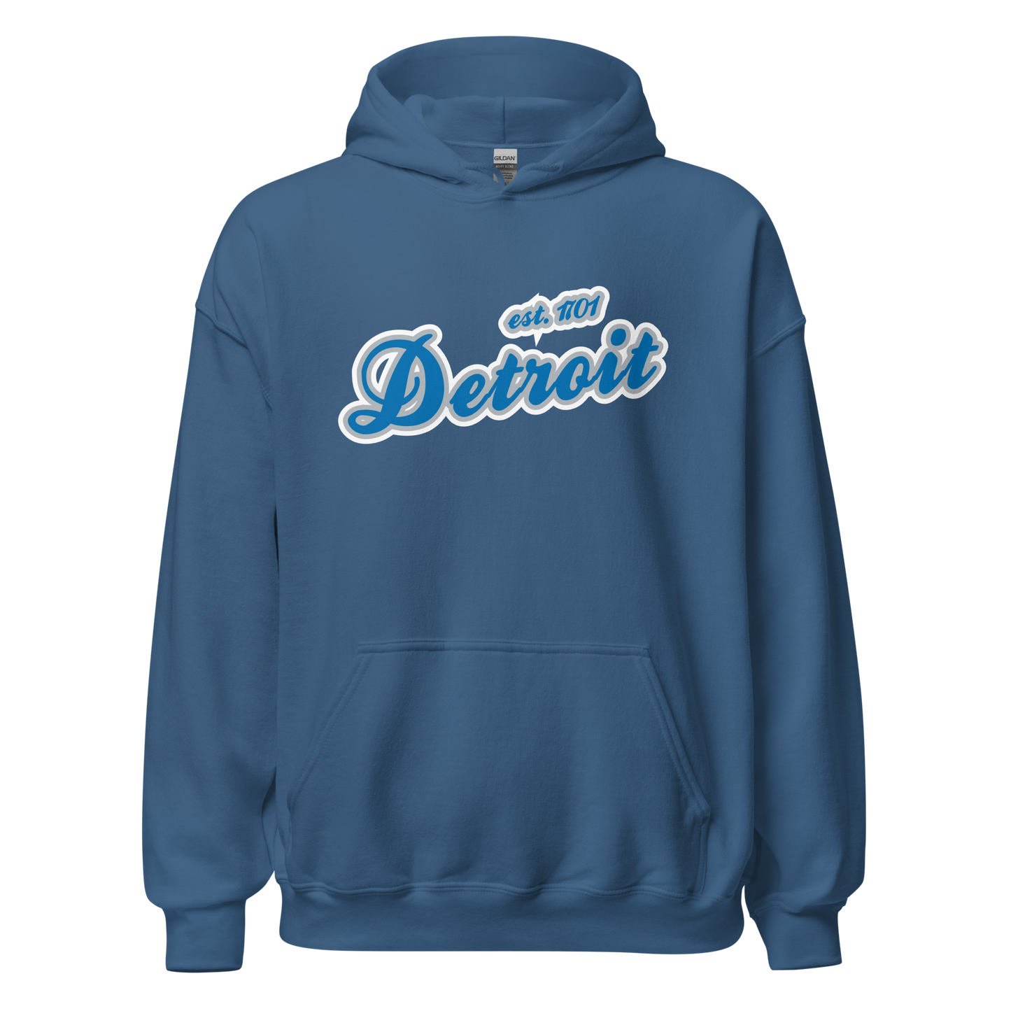 'Detroit EST. 1701' Hoodie (Azure Script Font) | Unisex Standard