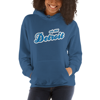 'Detroit EST. 1701' Hoodie (Azure Script Font) | Unisex Standard