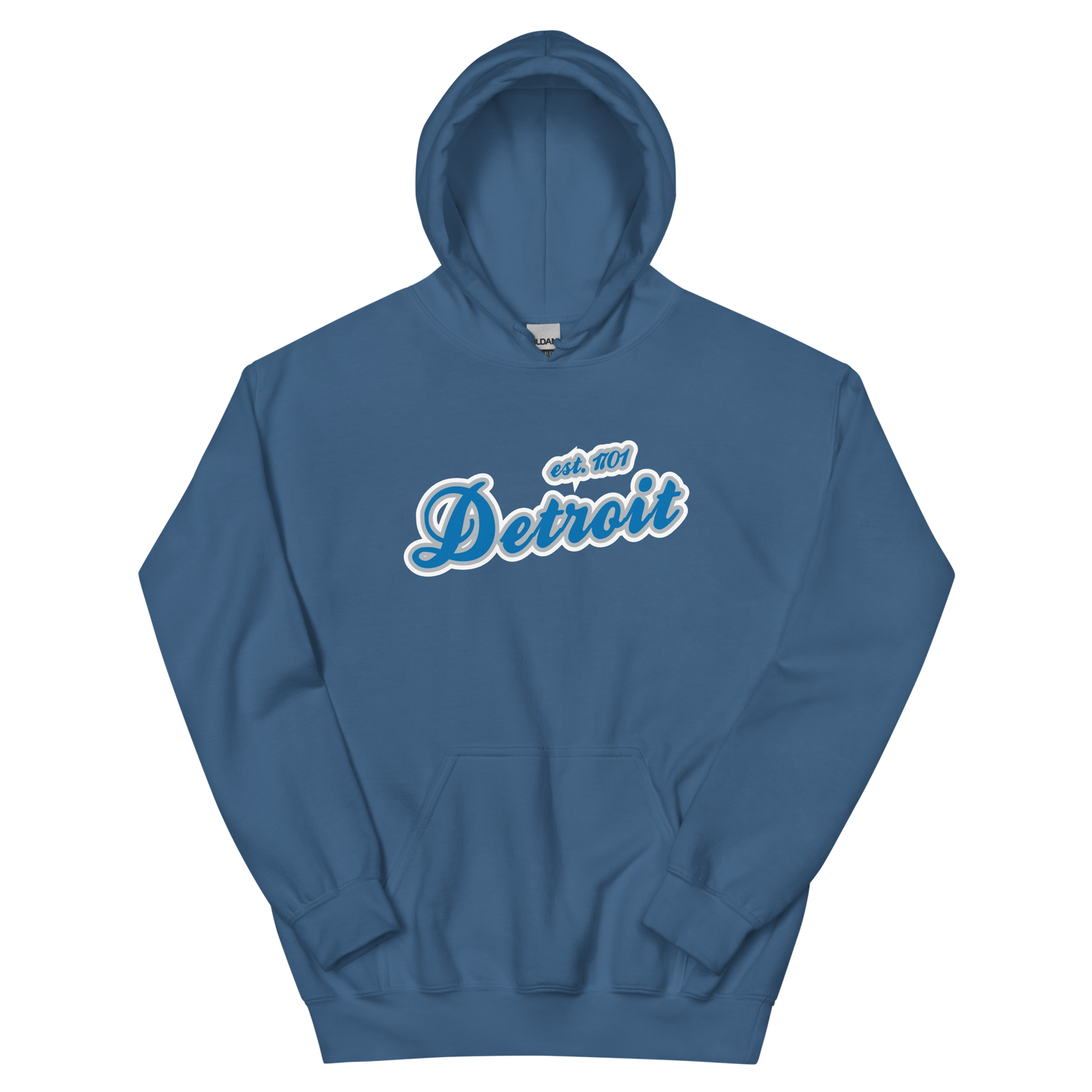 'Detroit EST. 1701' Hoodie (Azure Script Font) | Unisex Standard