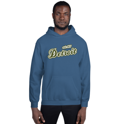 'Detroit EST. 1701' Hoodie (Army Green Script Font) | Unisex Standard