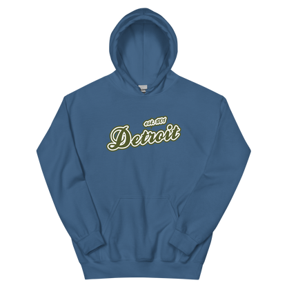 'Detroit EST. 1701' Hoodie (Army Green Script Font) | Unisex Standard