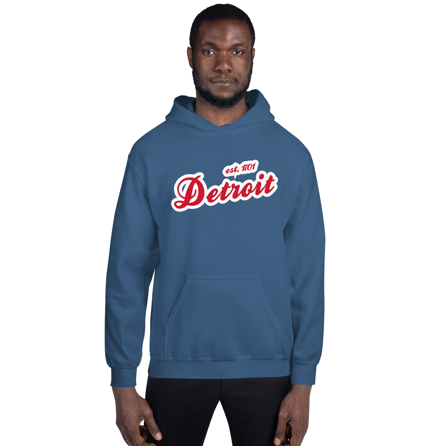 'Detroit EST. 1701' Hoodie (Aliform Red Script Font) | Unisex Standard