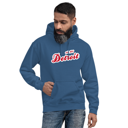 'Detroit EST. 1701' Hoodie (Aliform Red Script Font) | Unisex Standard