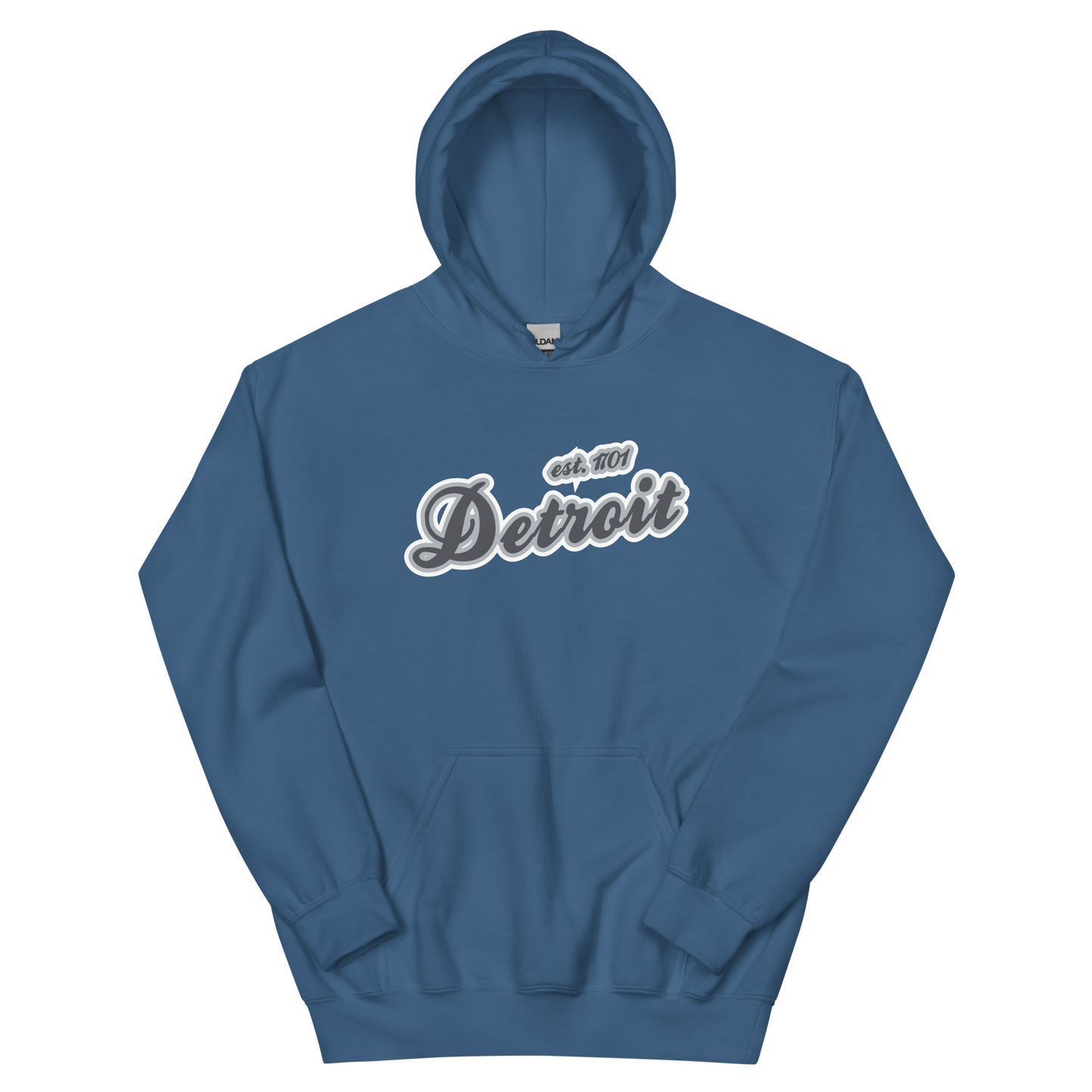 'Detroit EST. 1701' Hoodie (Iron Ore Grey Script Font) | Unisex Standard