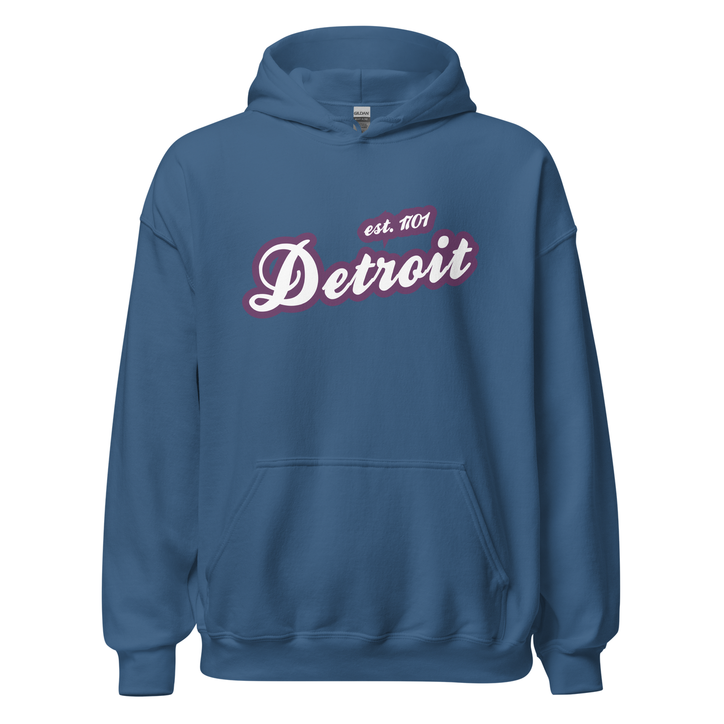 'Detroit EST. 1701' Hoodie (Plum Script Font) | Unisex Standard