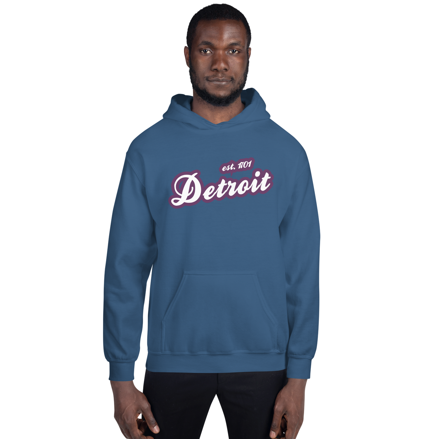 'Detroit EST. 1701' Hoodie (Plum Script Font) | Unisex Standard