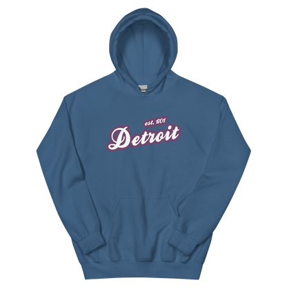 'Detroit EST. 1701' Hoodie (Plum Script Font) | Unisex Standard