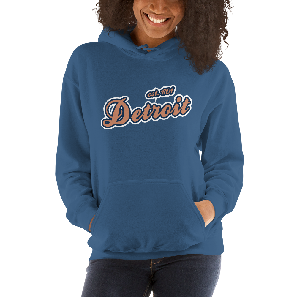 'Detroit EST. 1701' Hoodie (Copper Script Font) | Unisex Standard