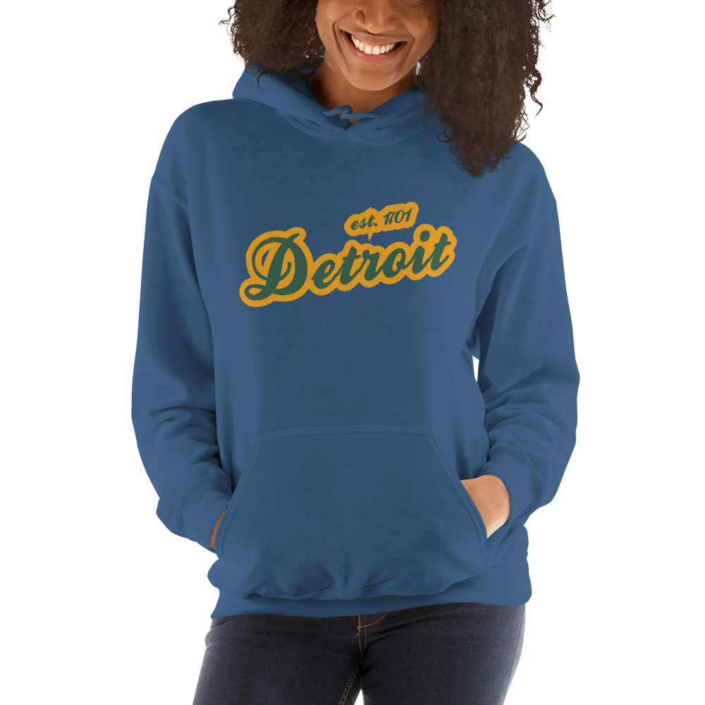 'Detroit EST. 1701' Hoodie (Ginger Ale Green Script Font) | Unisex Standard