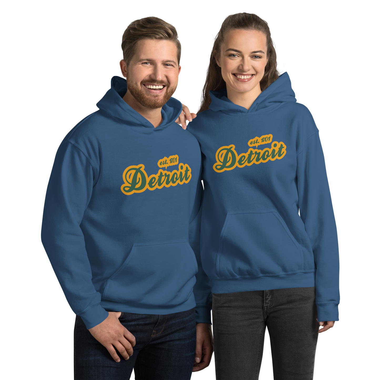 'Detroit EST. 1701' Hoodie (Ginger Ale Green Script Font) | Unisex Standard