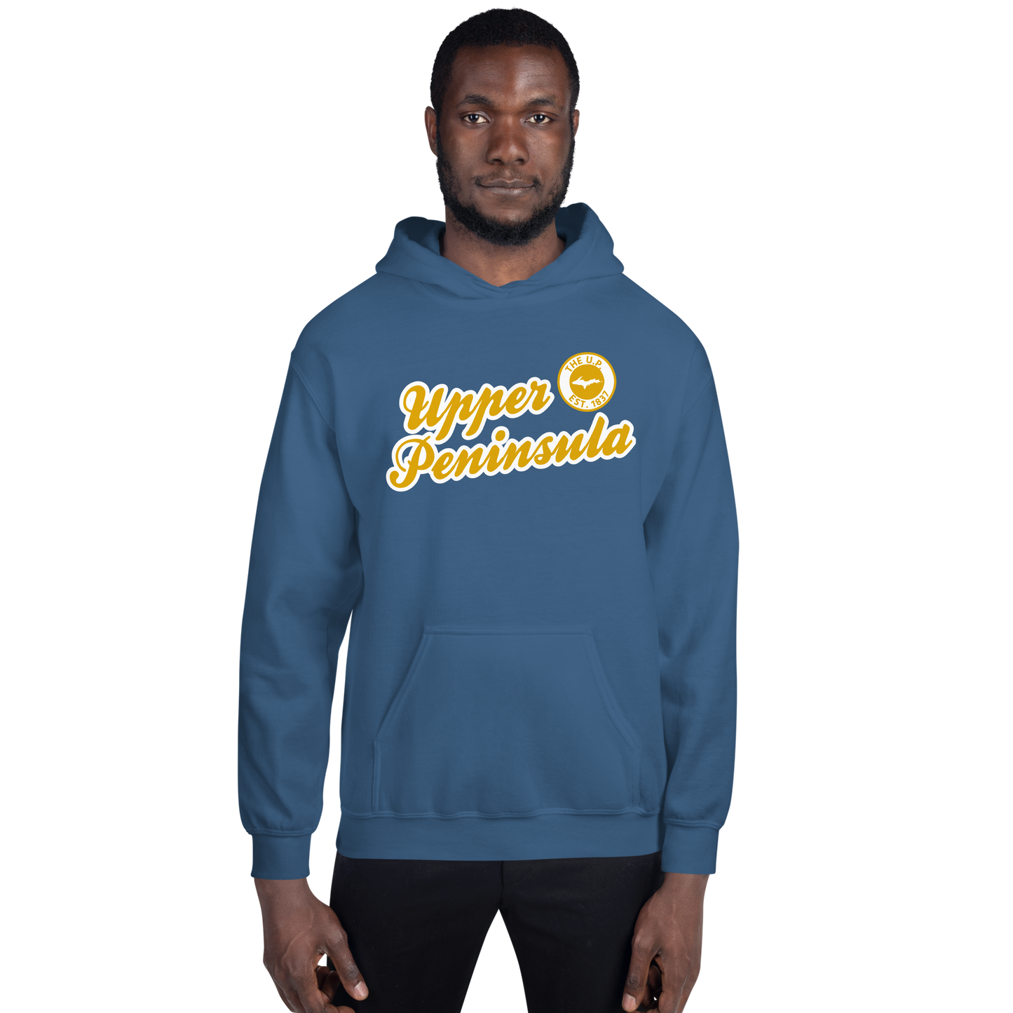 'Upper Peninsula EST. 1837' Hoodie (Gold Script Font) | Unisex Standard