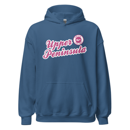 'Upper Peninsula EST. 1837' Hoodie (Apple Blossom Pink Script Font) | Unisex Standard