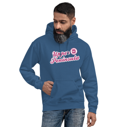 'Upper Peninsula EST. 1837' Hoodie (Apple Blossom Pink Script Font) | Unisex Standard