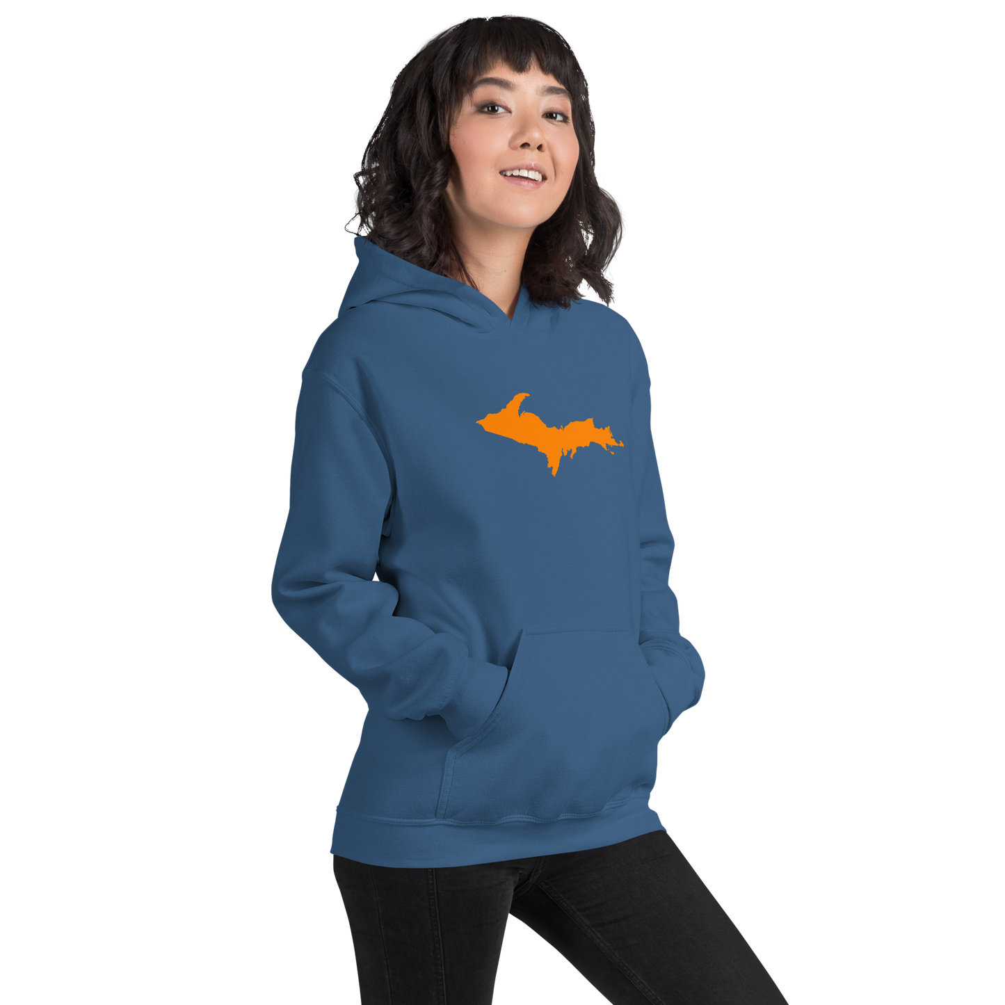 Michigan Upper Peninsula Hoodie (w/ Orange UP Outline) | Unisex Standard