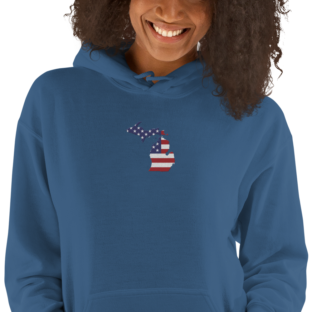 Michigan Hoodie (w/ MI USA Flag) | Unisex Standard - Emb.